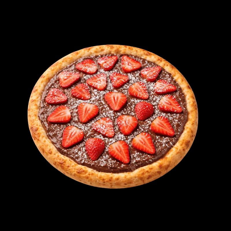 Pizza Doce de Chocolate com Morangos e Açúcar PNG fundo transparente - Pizza Doce Chocolate Strawberries Açúcar transpar