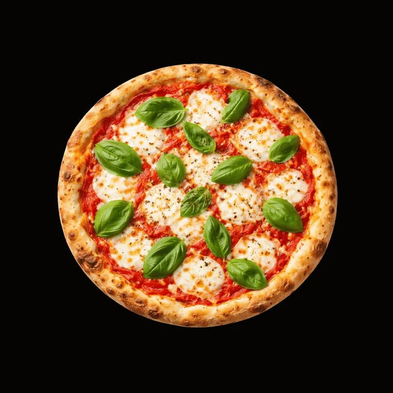 Pizza Margherita Clássica com Manjericão Fresco PNG fundo transparente - Pizza Margherita Classic Basil Fresh transparen