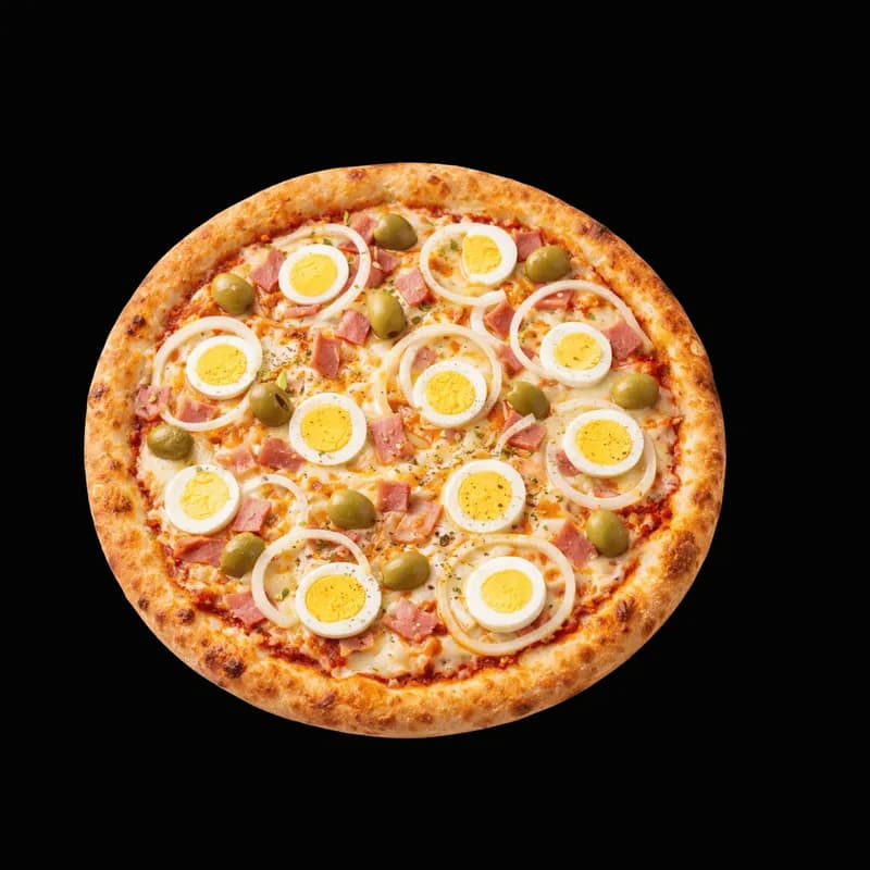 Pizza Portuguesa Saborosa com Ovos, Presunto e Azeitonas PNG fundo transparente - Pizza Portuguesa Delicious Ovos Presun
