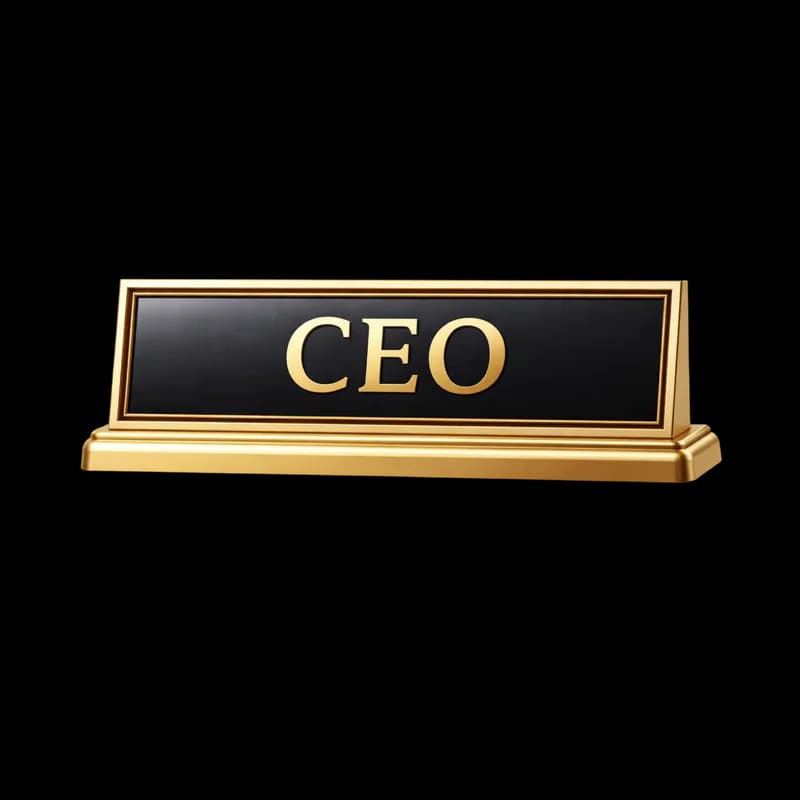 Placa de Mesa CEO Dourada e Preta PNG fundo transparente - Placa Table Ceo Golden Black transparent background PNG