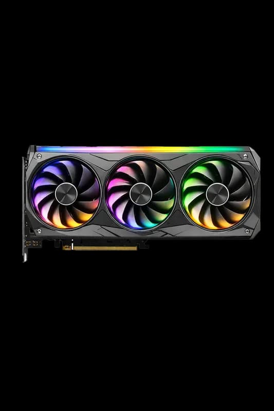 Placa de Vídeo Gamer RGB com 3 Coolers PNG fundo transparente