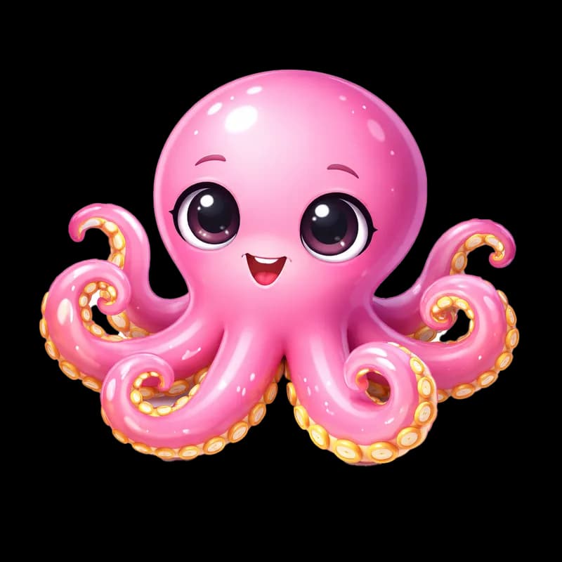 Polvo Rosa Fofo de Desenho Animado PNG fundo transparente