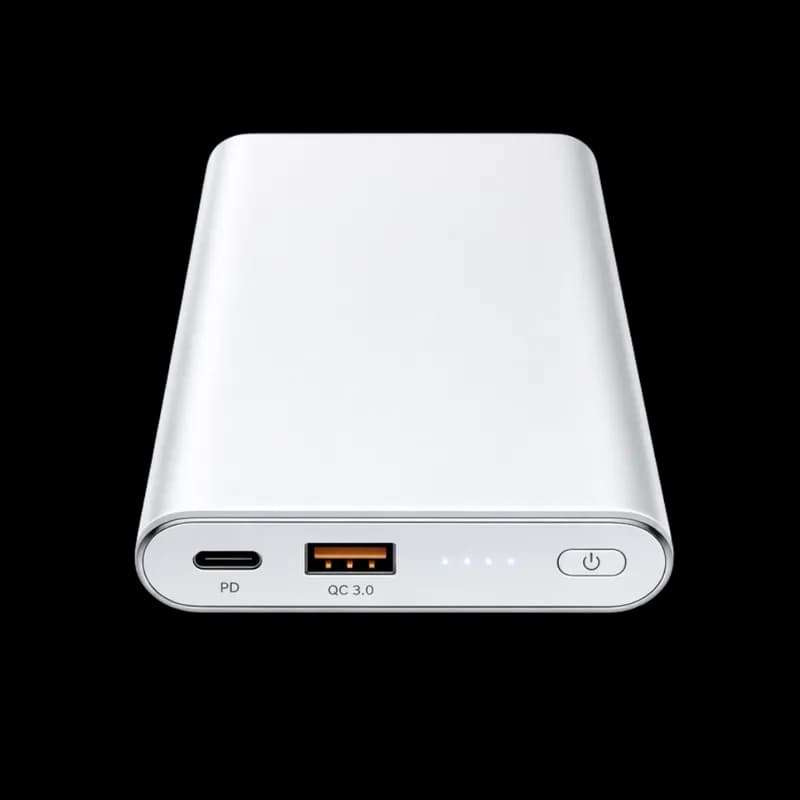 Power Bank Branco com USB-C PD e QC 3.0 PNG fundo transparente