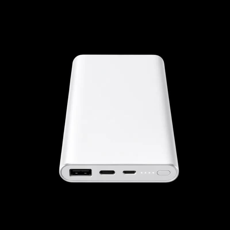 Power Bank Branco Portátil com Múltiplas Conexões PNG fundo transparente