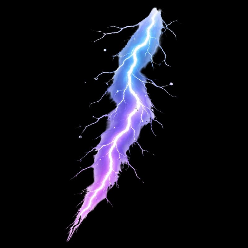 Raio Elétrico Vibrante Azul e Roxo PNG fundo transparente