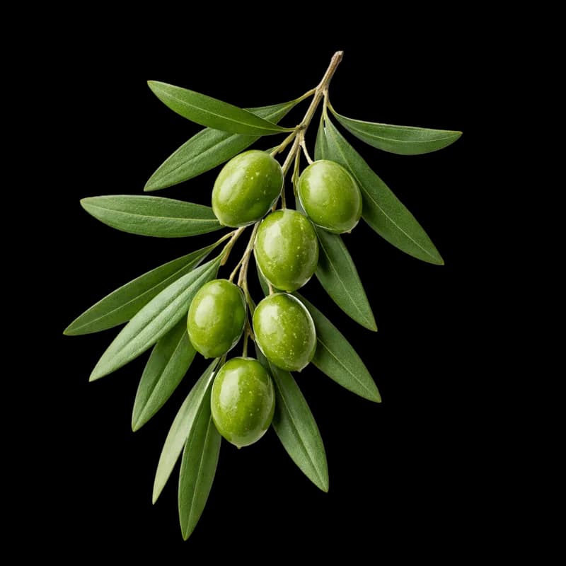 Ramo de Azeitonas Verdes Frescas com Folhas PNG fundo transparente