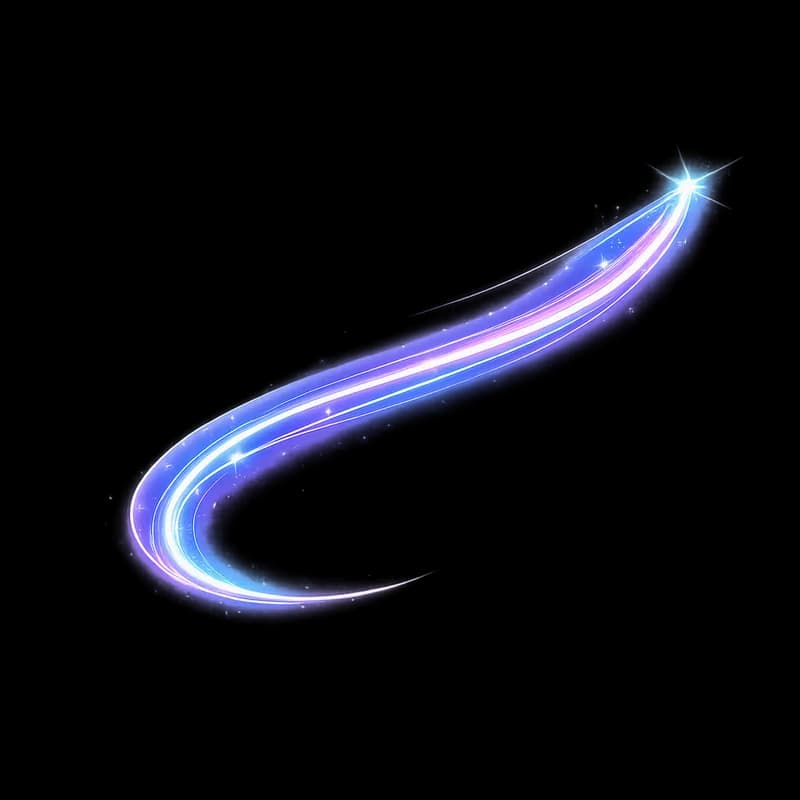 Rastro de Luz Vibrante e Estrelas Azuis e Roxas PNG fundo transparente