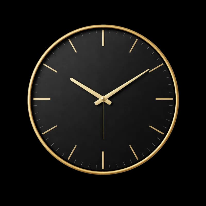 Relógio de Parede Minimalista Preto e Dourado PNG fundo transparente - Clock Parede Minimalist Black Golden transparent