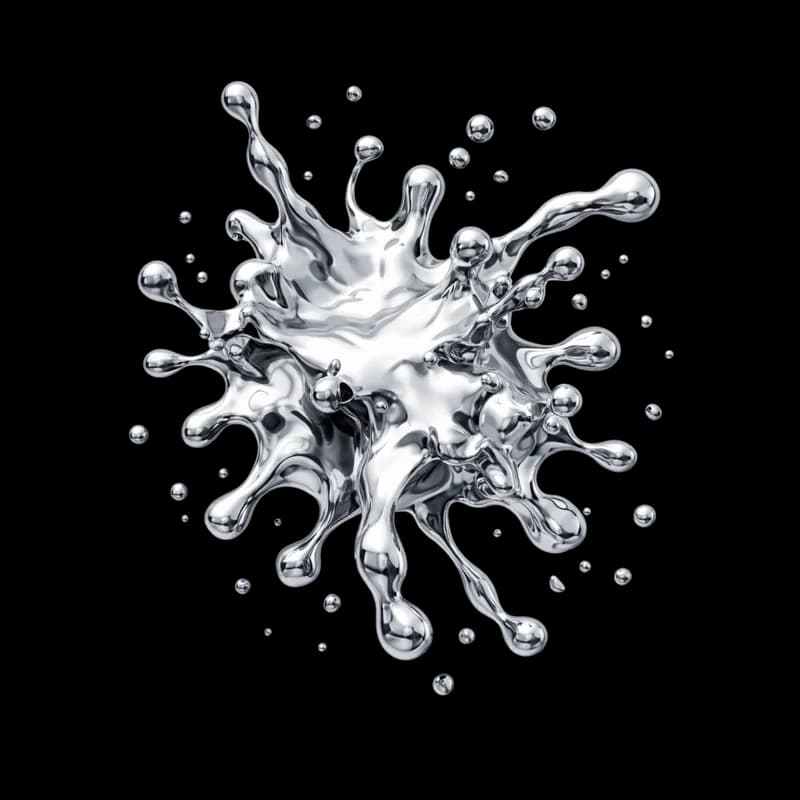 Respingo Dinâmico de Metal Líquido PNG fundo transparente - Splash Dinâmico Metal Liquid transparent background PNG