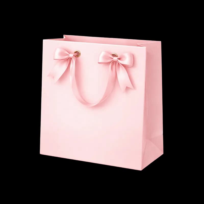 Sacola de presente rosa com laços PNG fundo transparente - Pink gift bag with bows transparent background PNG