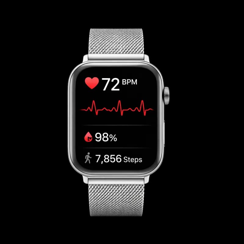 Smartwatch prateado com monitor de saúde PNG fundo transparente - Smartwatch Silver Monitor Health transparent backgroun