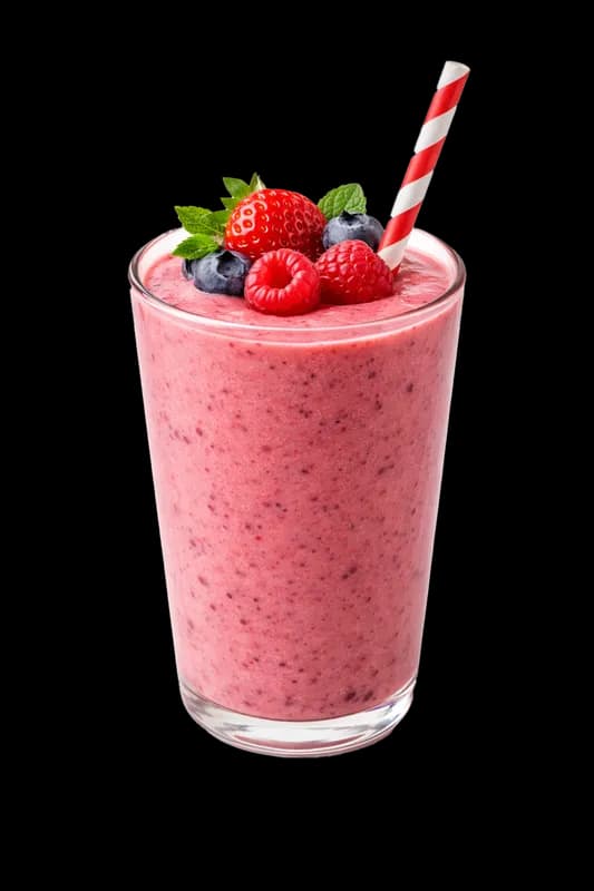 Smoothie de Frutas Vermelhas com Canudo Listrado PNG fundo transparente - Smoothie Fruits Red Canudo Listrado transparen