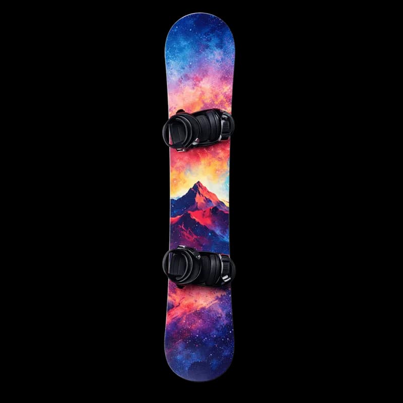 Snowboard Galáxia e Montanha com Bindings Pretos PNG fundo transparente - Snowboard Galaxy Mountain Bindings Black trans