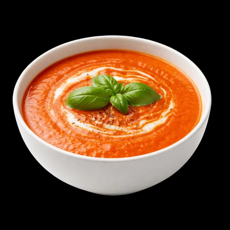 Sopa Cremosa de Tomate com Manjericão Fresco PNG fundo transparente - Soup Creamy Tomato Basil Fresh transparent backgro