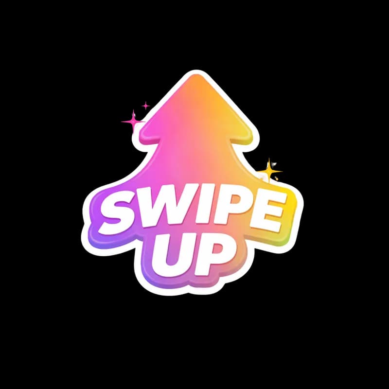 Sticker Swipe Up PNG fundo transparente com brilho - Swipe Up sticker transparent background with sparkle PNG
