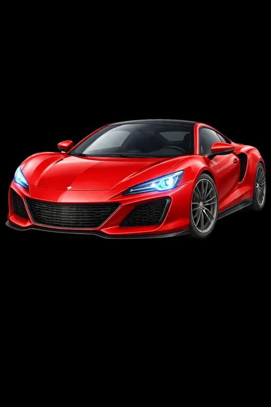 Supercarro Esportivo Vermelho com Faróis Azuis Acessos PNG fundo transparente