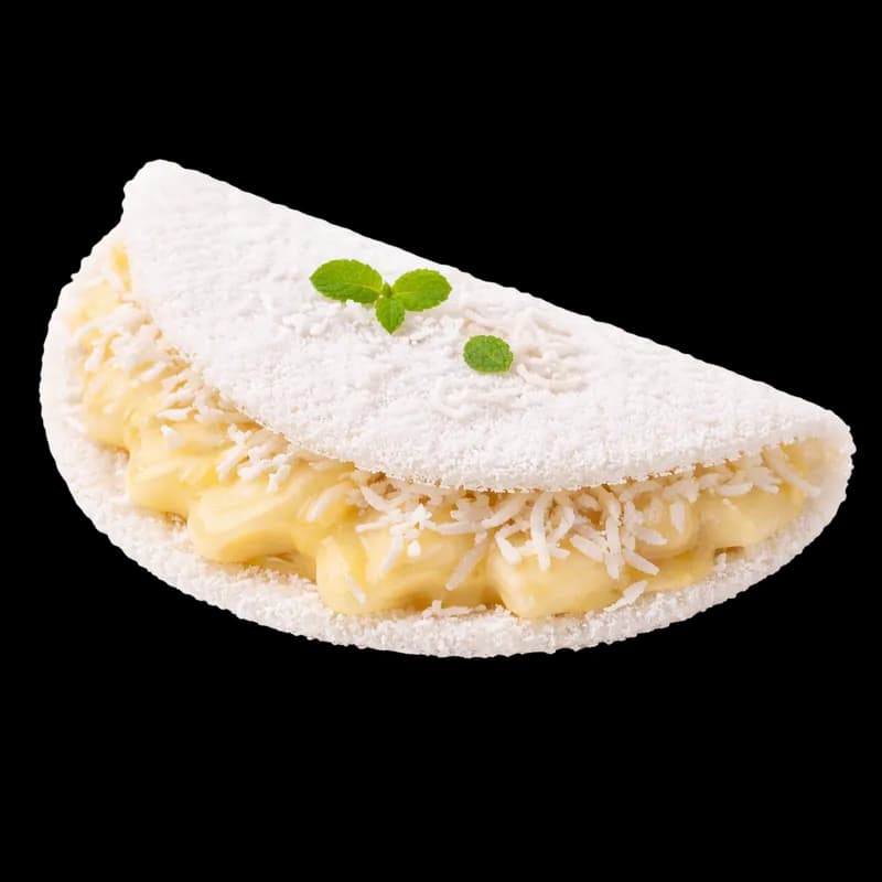 Tapioca Doce de Banana com Coco Ralado e Menta PNG fundo transparente