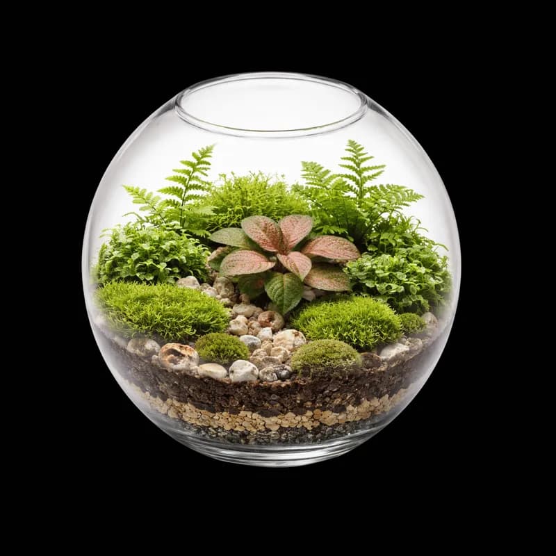 Terrário Decorativo com Plantas e Musgos PNG fundo transparente - Terrarium Decorative Plantas Musgos transparent backgr