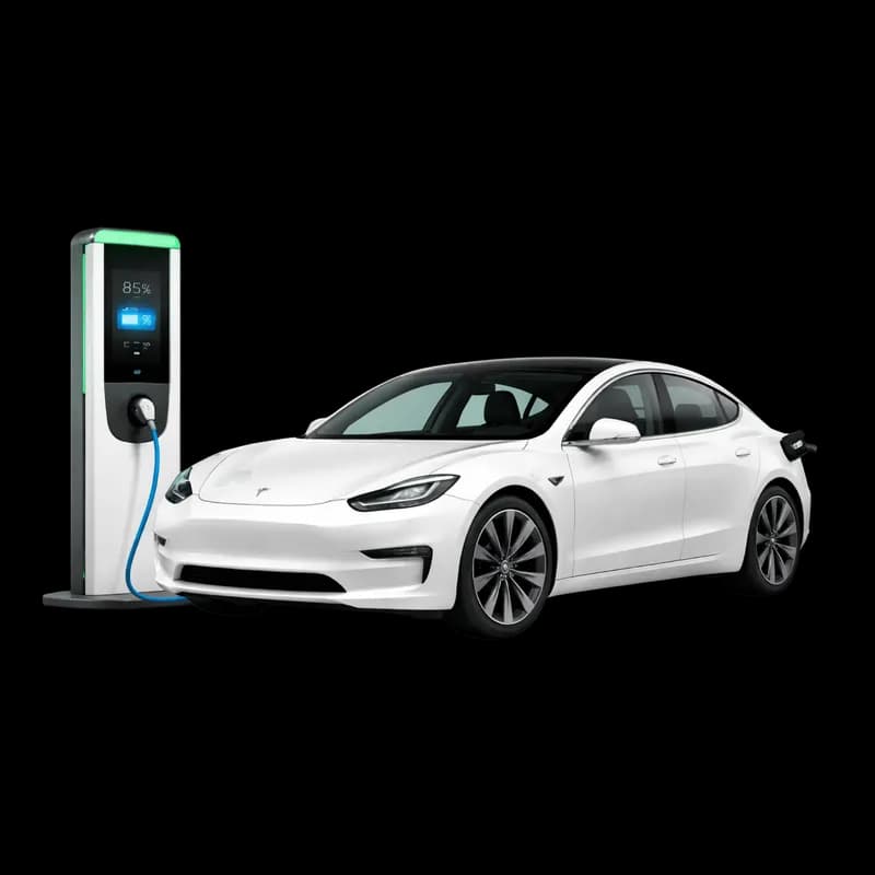 Tesla Branco Carregando em Estação Elétrica PNG fundo transparente - Tesla White Carregando Estação Elétrica transparent