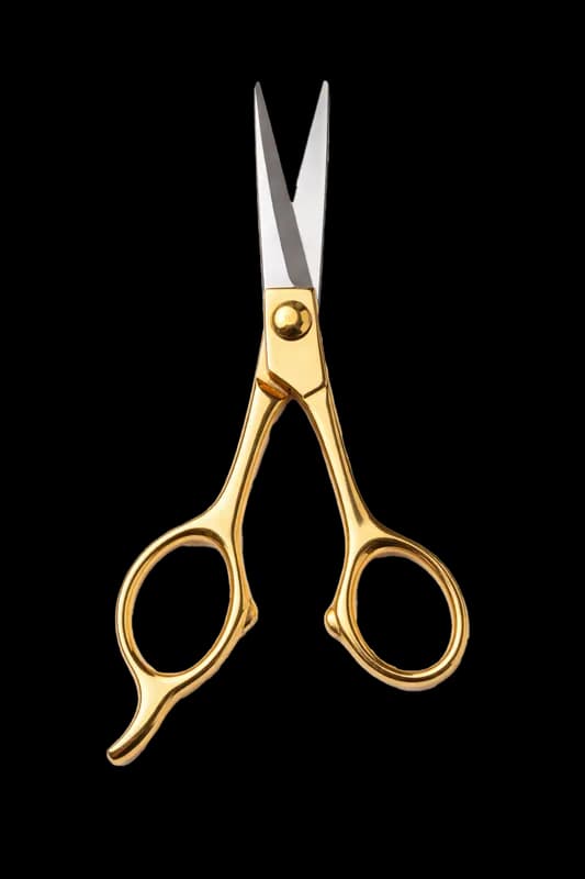 Tesoura Dourada para Cabelereiro em Fundo Branco PNG fundo transparente