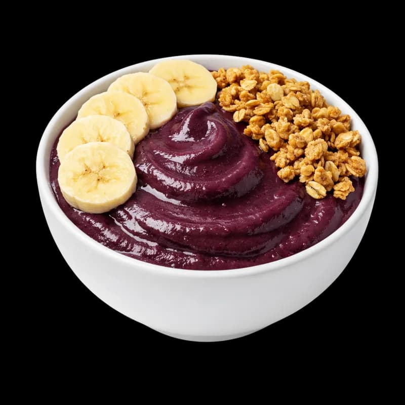 Tigela de Açaí com Banana e Granola PNG fundo transparente - Bowl Açaí Banana Granola transparent background PNG
