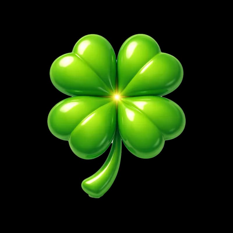 Trevo de Quatro Folhas da Sorte Brilhante PNG fundo transparente