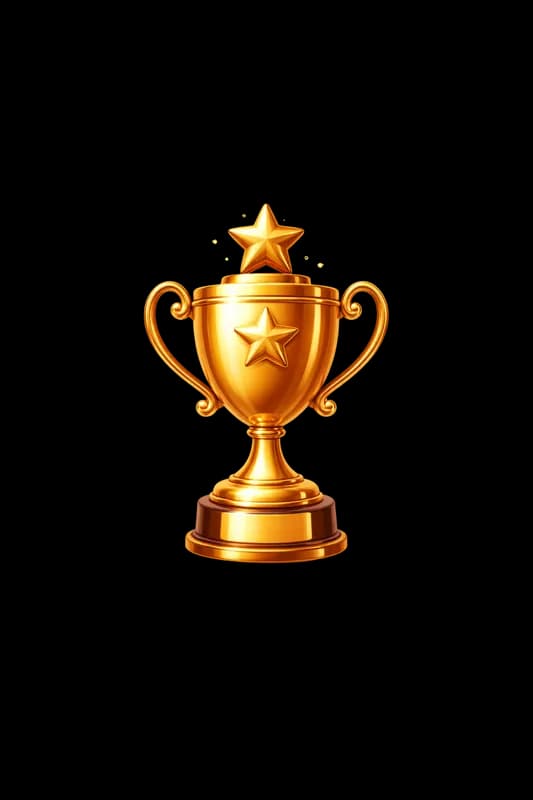 Troféu Dourado de Campeão com Estrelas Brilhantes PNG fundo transparente