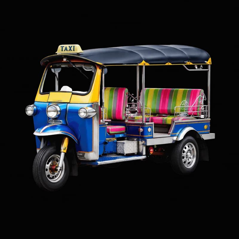 Tuk-tuk táxi vibrante em fundo cinza PNG fundo transparente - Tuk Taxi Vibrant Gray transparent background PNG