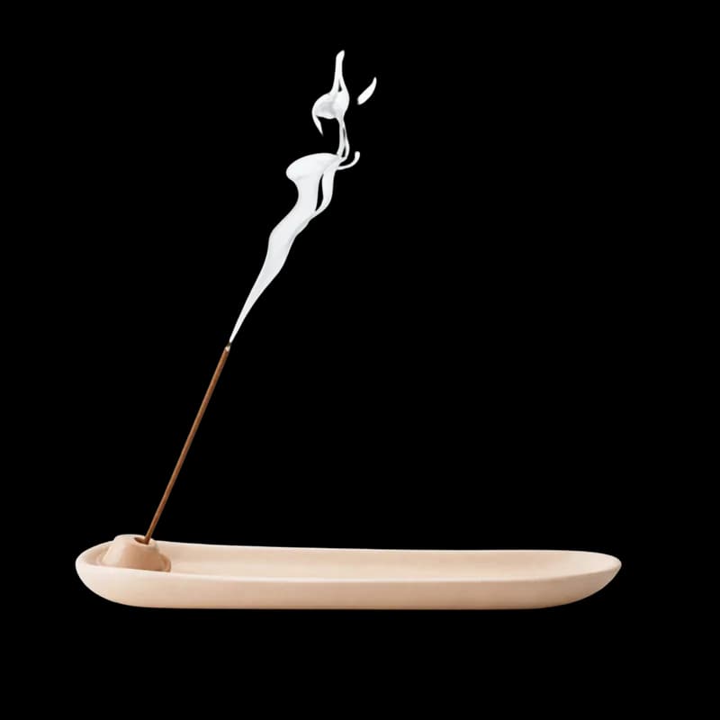 Vareta de incenso acesa com fumaça em suporte PNG fundo transparente - Vareta Incense Lit Smoke Holder transparent backg