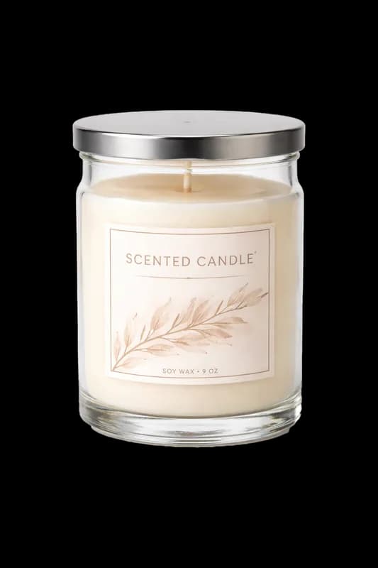 Vela Aromática de Cera de Soja em Pote de Vidro PNG fundo transparente