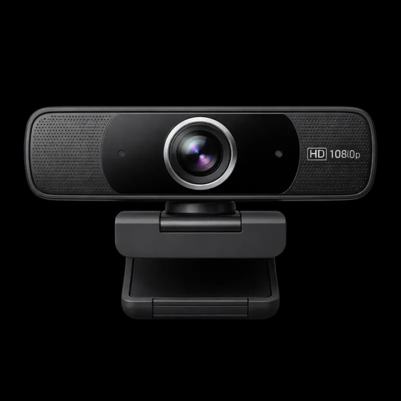 Webcam HD 1080p Preta com Suporte para Monitor PNG fundo transparente