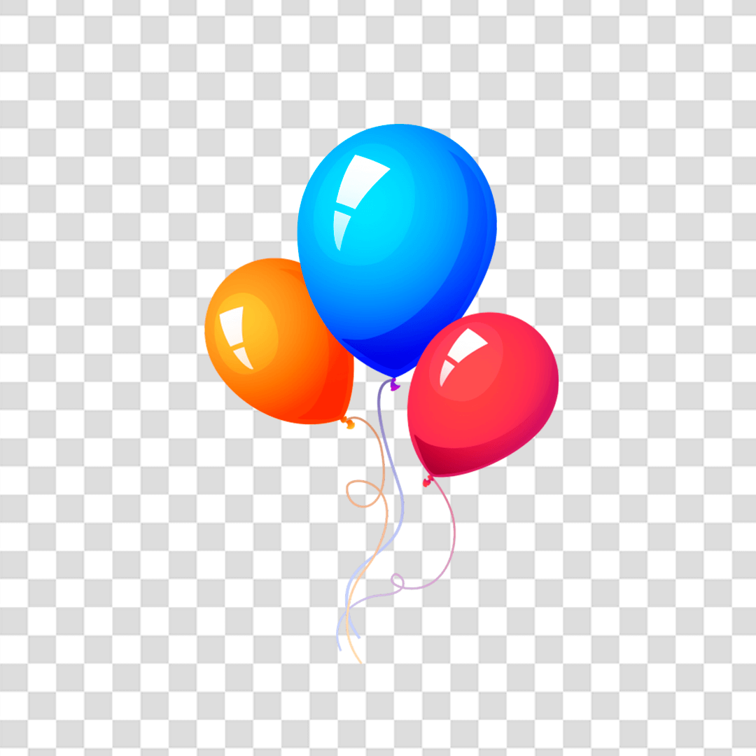 Воздушные шарики на прозрачном фоне
