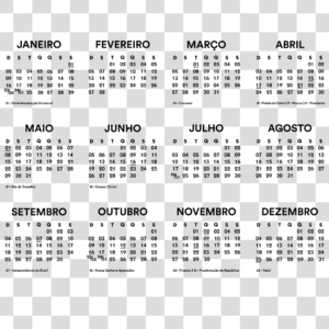 Modelo calendário 2022 feriados Png